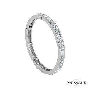 Park Lane Logan Silver and Crystal Bangle Bracelet - Stretch to Fit - New